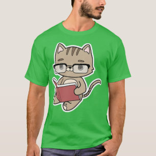 Katt som läser med bok t shirt