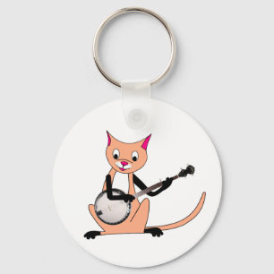 Katt som leker banjoen nyckelring