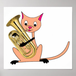 Katt som leker euphoniumen poster