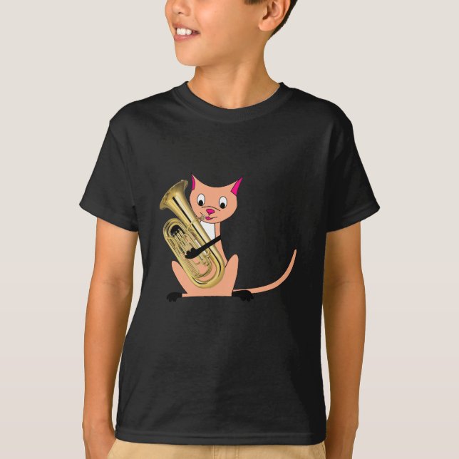 Katt som leker euphoniumen t-shirt (Framsida)