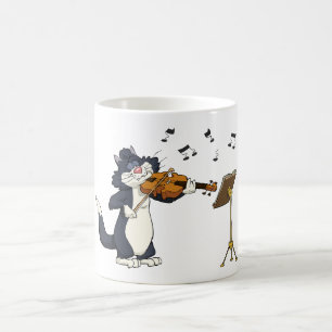 Katt som leker fiolen kaffemugg