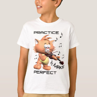 Katt som leker fiolflicka"T-tröja T-shirt