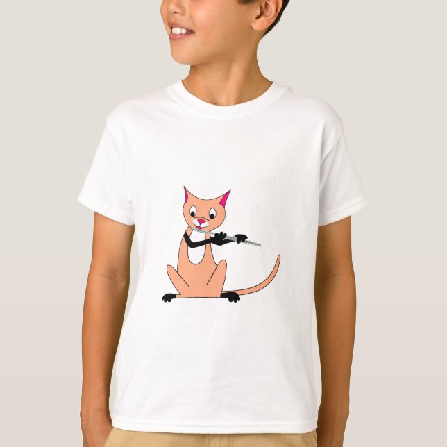 Katt som leker flöjten tee shirt (Framsida)