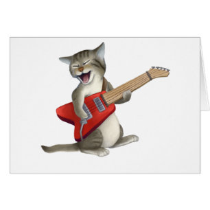Katt som leker gitarren hälsningskort