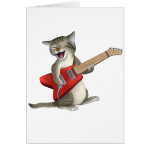 Katt som leker gitarren hälsningskort