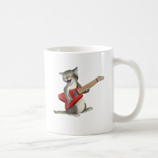 Katt som leker gitarren kaffemugg