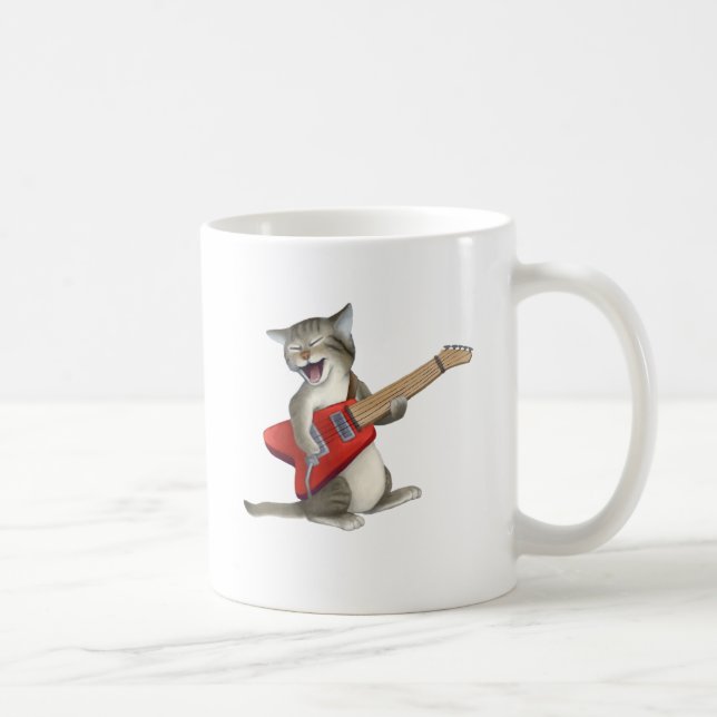 Katt som leker gitarren kaffemugg (Höger)