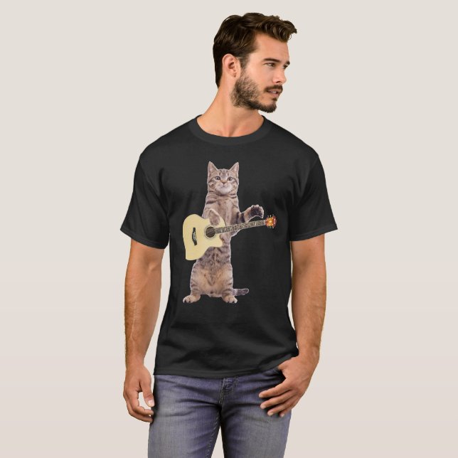 Katt som leker gitarrtshirten t-shirt (Hel framsida)