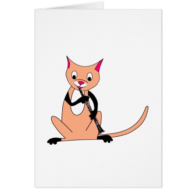 Katt som leker klarinetten hälsningskort (Framsidan)