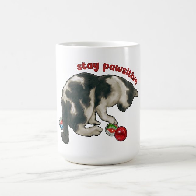 Katt som leker med MARMOR, Håll klorna positiva, P Kaffemugg (Center)