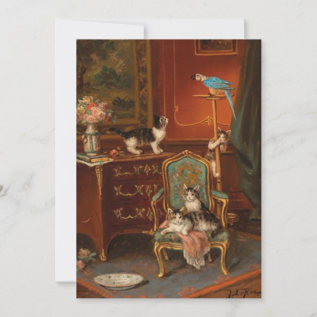 Katt som leker med papegoja | Jules Le Roy (Framsida)