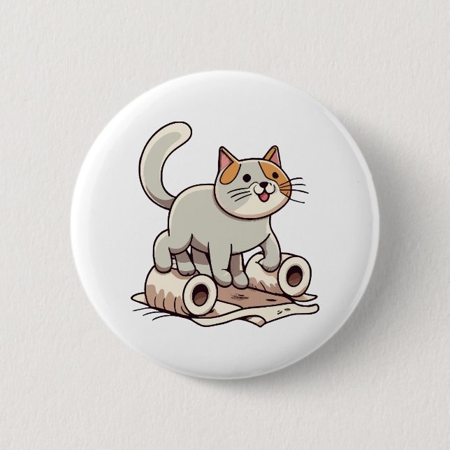 Katt som leker med toalettpapper knapp (Framsida)