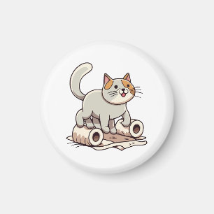 Katt som leker med toalettpapper magnet