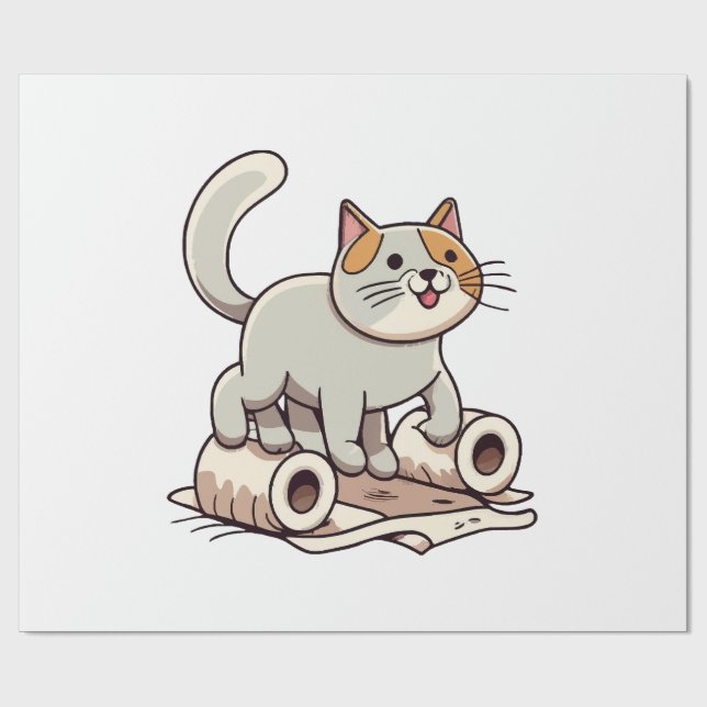 Katt som leker med toalettpapper presentpapper (Platt)