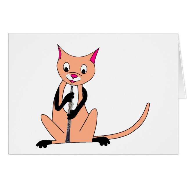 Katt som leker Oboen Hälsningskort (Framsidan Horizontal)