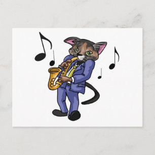 Katt som leker saxen vykort