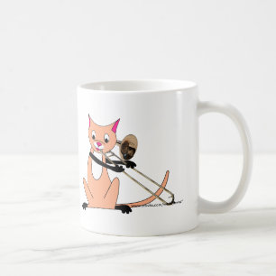 Katt som leker trombonen kaffemugg