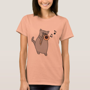 Katt som leker trombonen - musikergåvautslagsplat t shirt