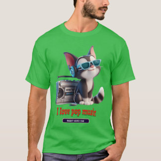 katt som lyssnar på popmusik flicka t shirt