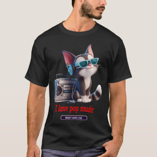 Katt som lyssnar på popmusik t shirt