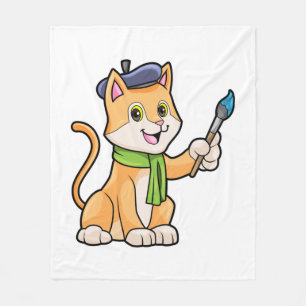 Katt som målare med pensel och scarf fleecefilt