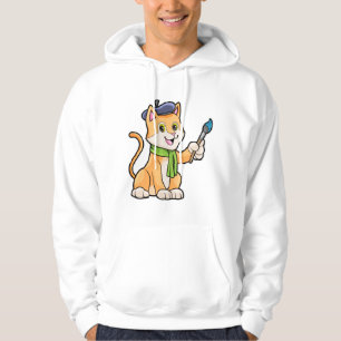 Katt som målare med pensel och scarf hoodie