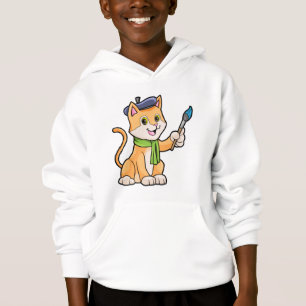Katt som målare med pensel och scarf t shirt