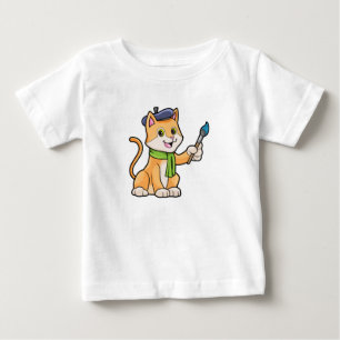 Katt som målare med pensel och scarf t shirt