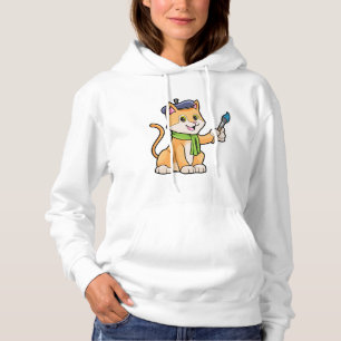 Katt som målare med pensel och scarf t shirt