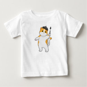 Katt som målarfärg med färgpensel t shirt