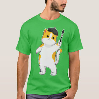 Katt som målarfärg med färgpensel t shirt