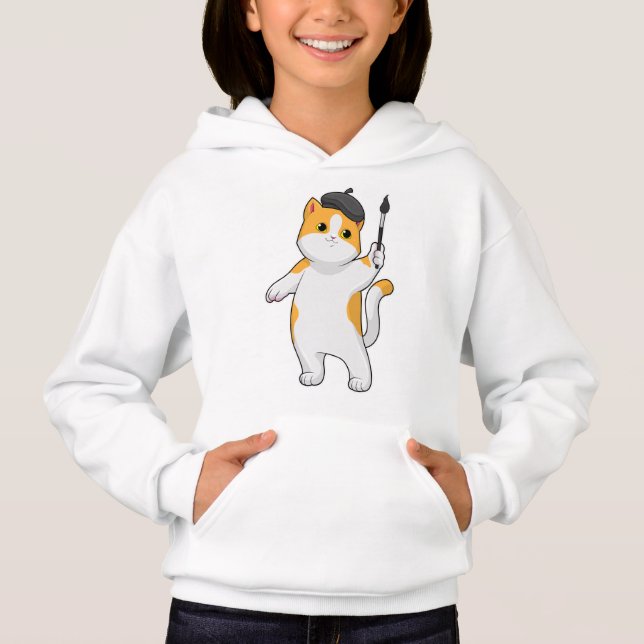 Katt som målarfärg med färgpensel t shirt (Framsida)