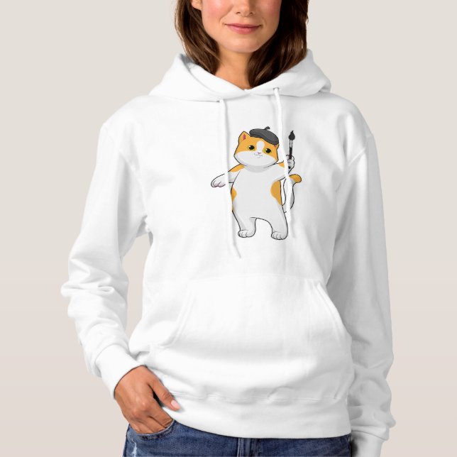 Katt som målarfärg med färgpensel t shirt (Framsida)