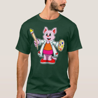 Katt som målarfärg med penselfärg t shirt