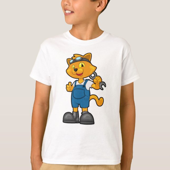 Katt som mekanisk med skanner t shirt (Framsida)