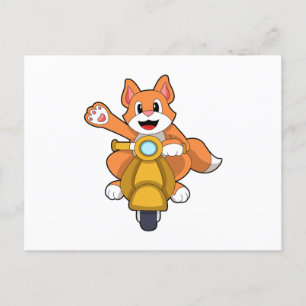 Katt som motorcyklist med skoter.PNG Vykort