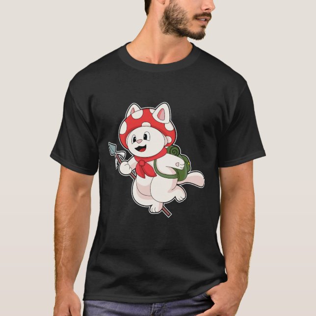 Katt som Mushroom-väljare med Mushroom T Shirt (Framsida)