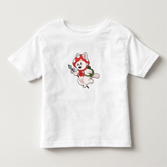 Katt som Mushroom-väljare med Mushroom T Shirt (Framsida)