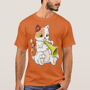 Katt som musiker med et t shirt