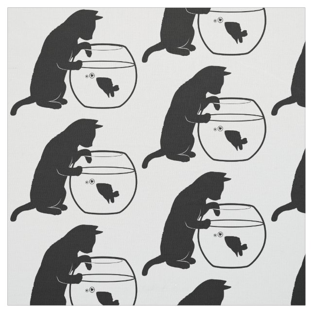 Katt som ner in i Fishbowl i Silhouette Tyg (Provkarta)