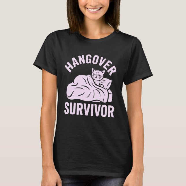 Katt som överlever efterfesten t shirt (Framsida)