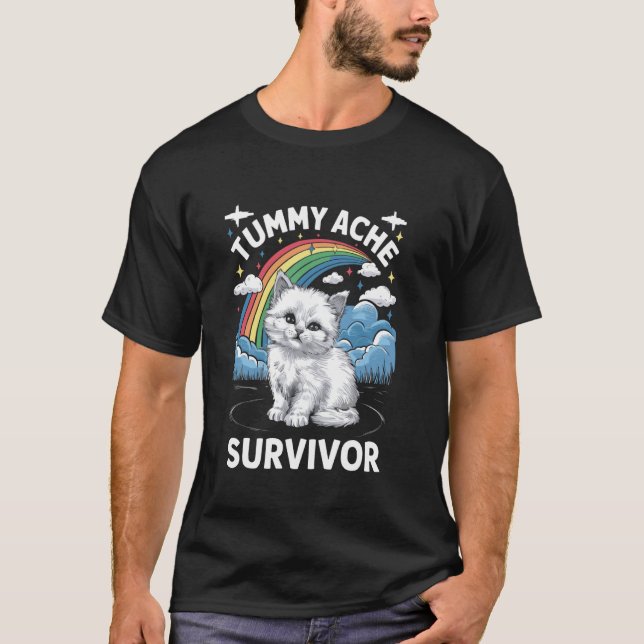 Katt som överlevt magsmärta t shirt (Framsida)