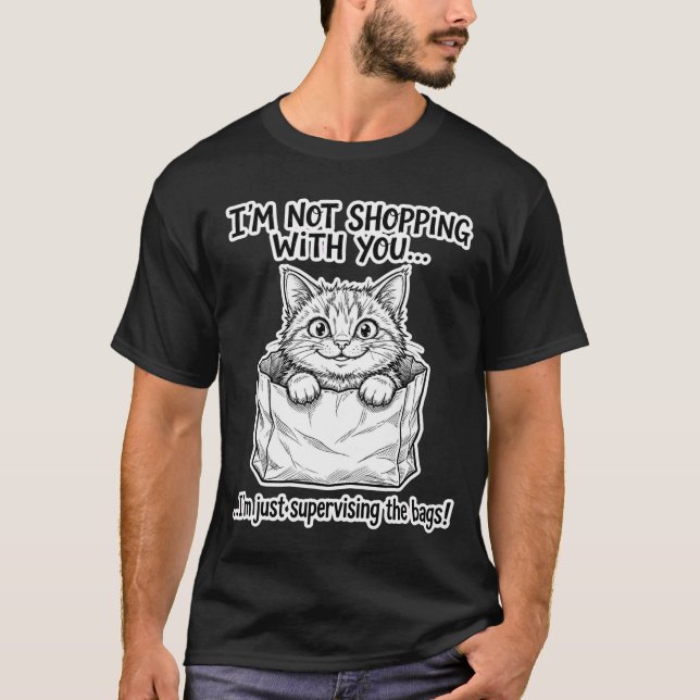 Katt som övervakar matkasse t shirt (Framsida)