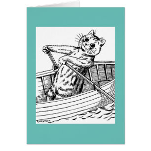 Katt som paddlar fartyget, Louis Wain Hälsningskort