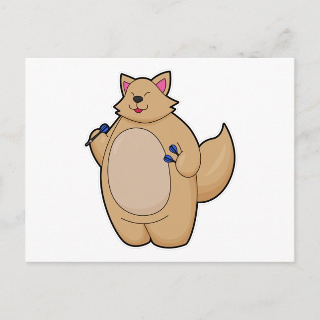 Katt som pilspelsutövare med pilar vykort (Framsida)