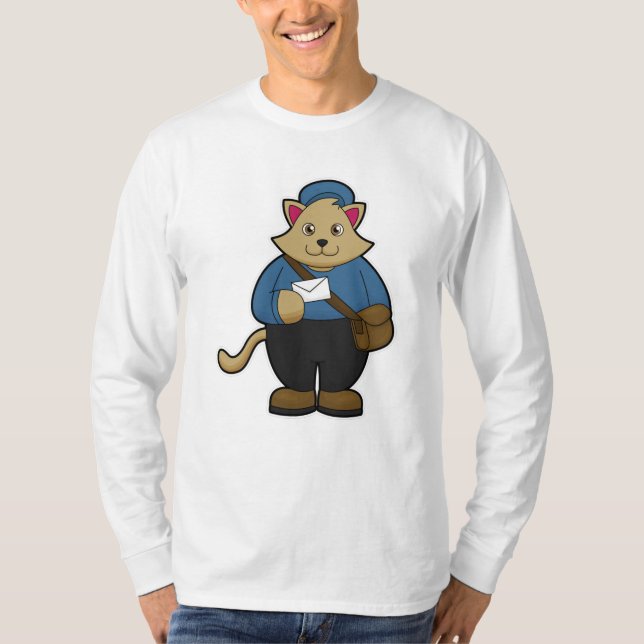 Katt som Postman med kuvert och påse T Shirt (Framsida)