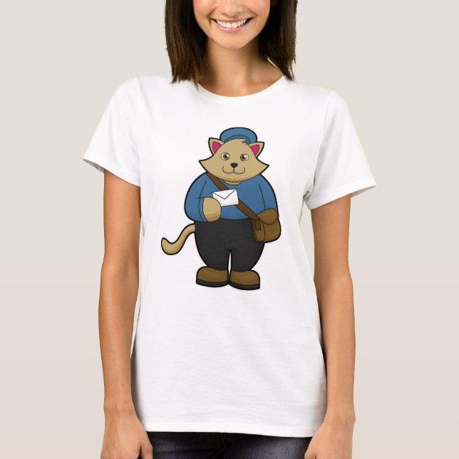 Katt som Postman med kuvert och påse T Shirt (Framsida)