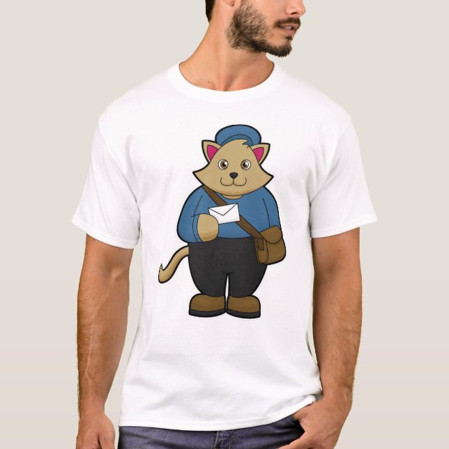 Katt som Postman med kuvert och påse T Shirt (Framsida)
