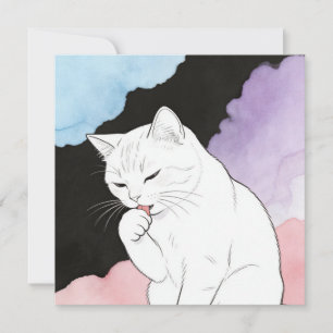 Katt som rengör sin tass inbjudningar