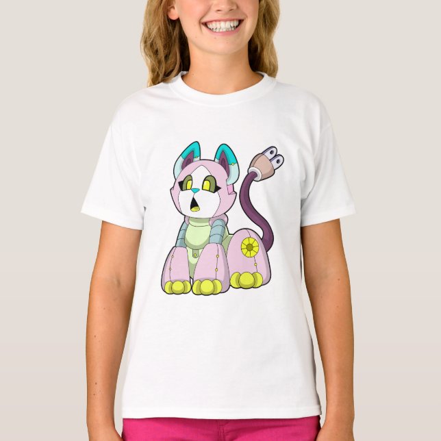 Katt som robot t shirt (Framsida)